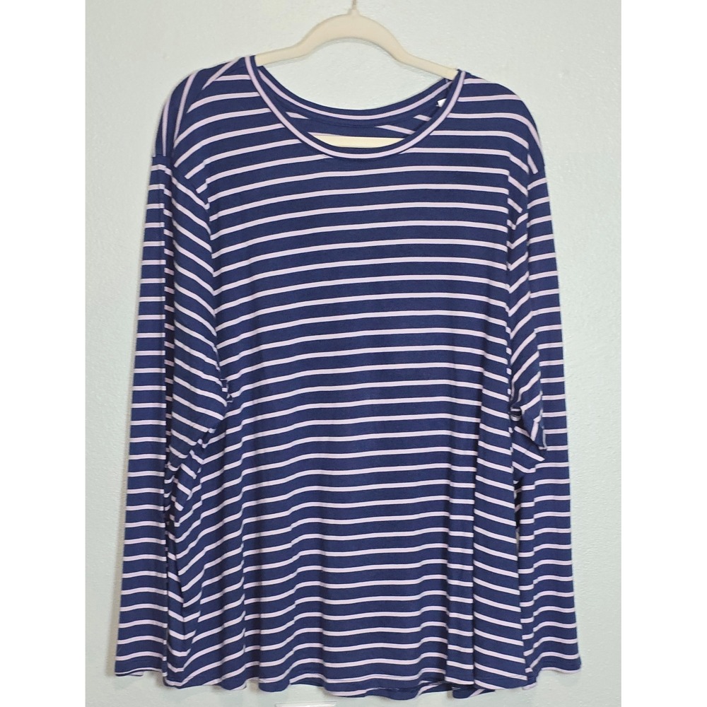 J. Jill Sleep Ultrasoft Striped Long Sleeve Top Blue Pink Cotton Modal NWT